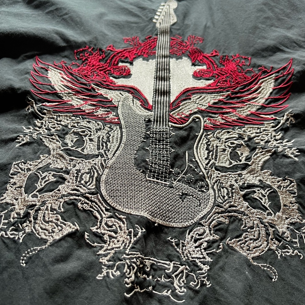 Fender Black Shirt with Red and Gray Embroidery